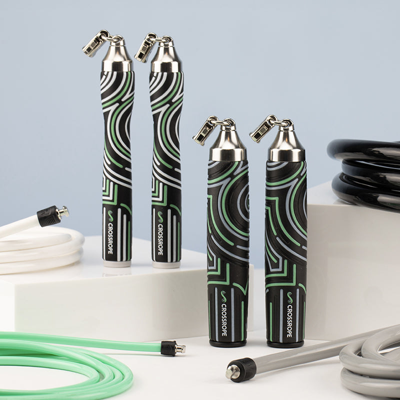 Product photo for the Get Fit Jump Rope Bundle, including Slim and Power Handles and 1/4 LB, 1/2 LB, 1 LB, 2 LB jump ropes