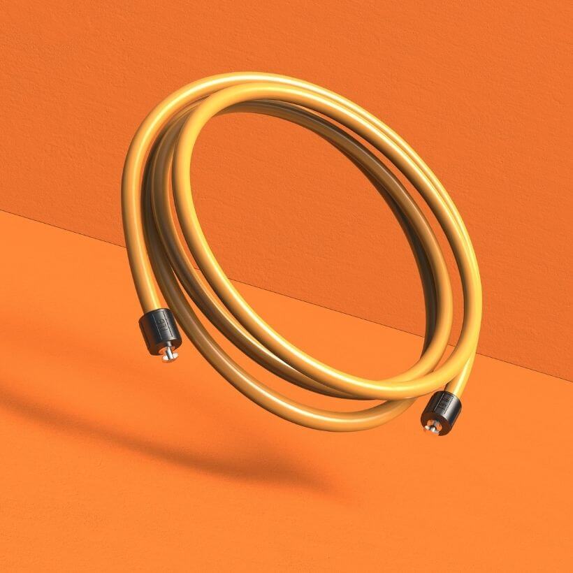 1 LB Heavy Speed Rope A coiled view of the orange 1 LB Speed Pro LE rope on an orange background