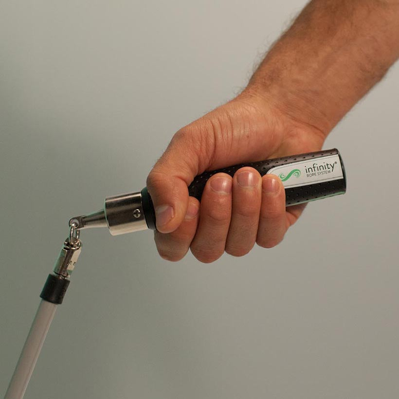 Power Handles (Solid) Man holding the Power Handles (Solid) with 1 LB Heavy Rope