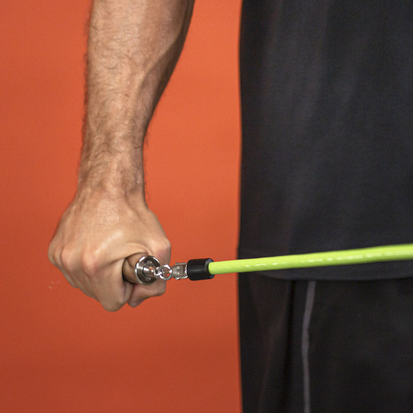 1 1/2 LB Indoor Heavy Rope* A close up view of a 1 1/2 LB jump rope being used