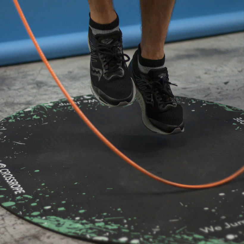 1 LB Indoor Heavy Rope A close up view of a 1 LB jump rope being used