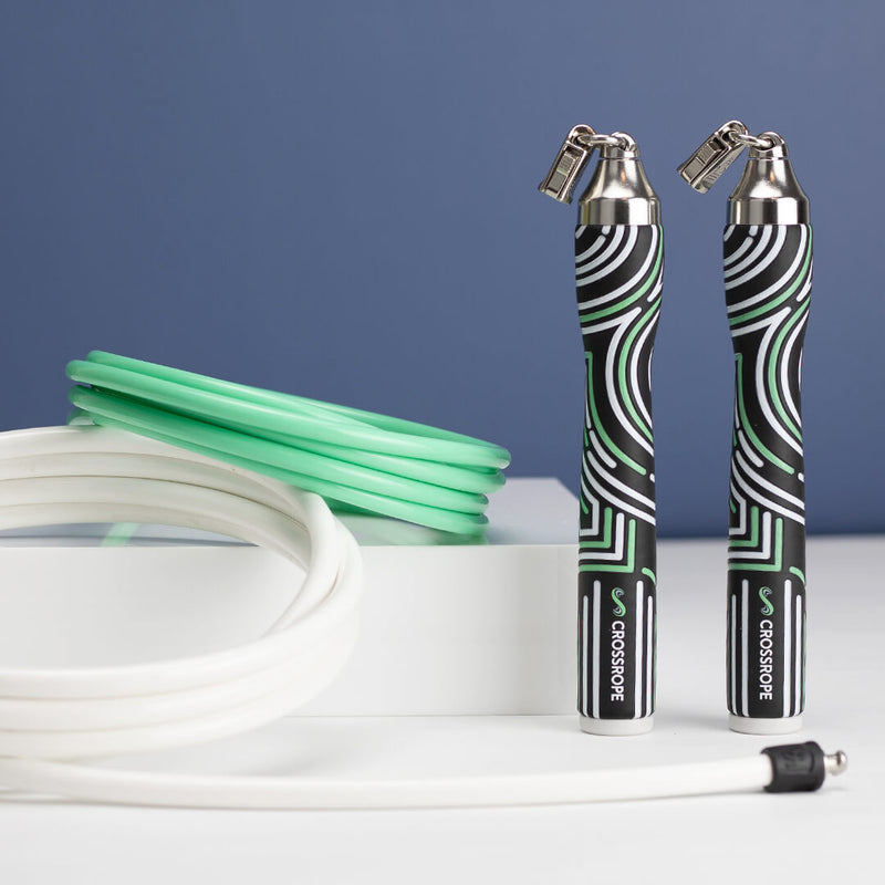 Product photo for the Get Lean Jump Rope Set, including Slim Handles and 1/4 LB and 1/2 LB jump ropes