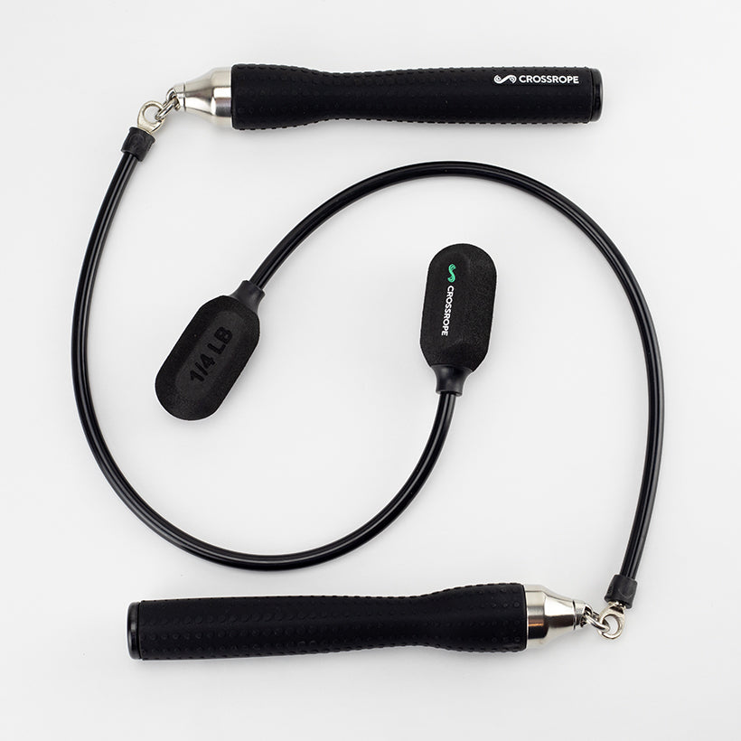 Ropeless One Black (ropeless) jump rope with handles on a white background