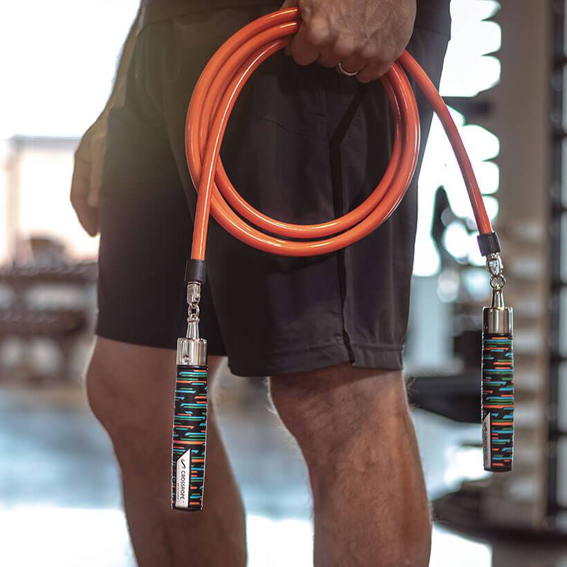 1 1/2 LB Heavy Rope (Gently Used) Man holding 1 1/2 LB Heavy Rope with Heavy LE Handles