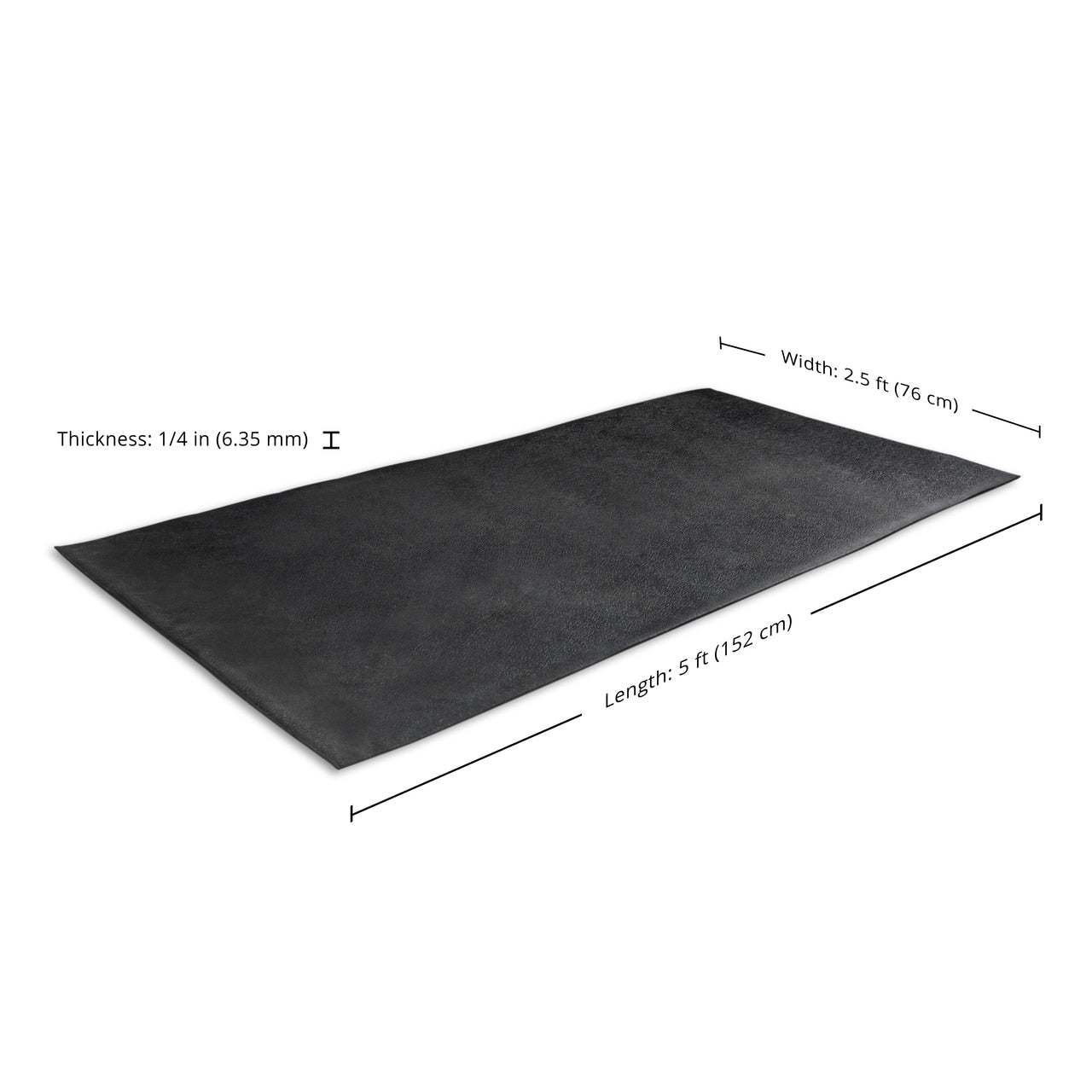 Springseilmatte (Schwarz) Gesamtansicht der schwarzen Springseilmatte mit Abmessungen