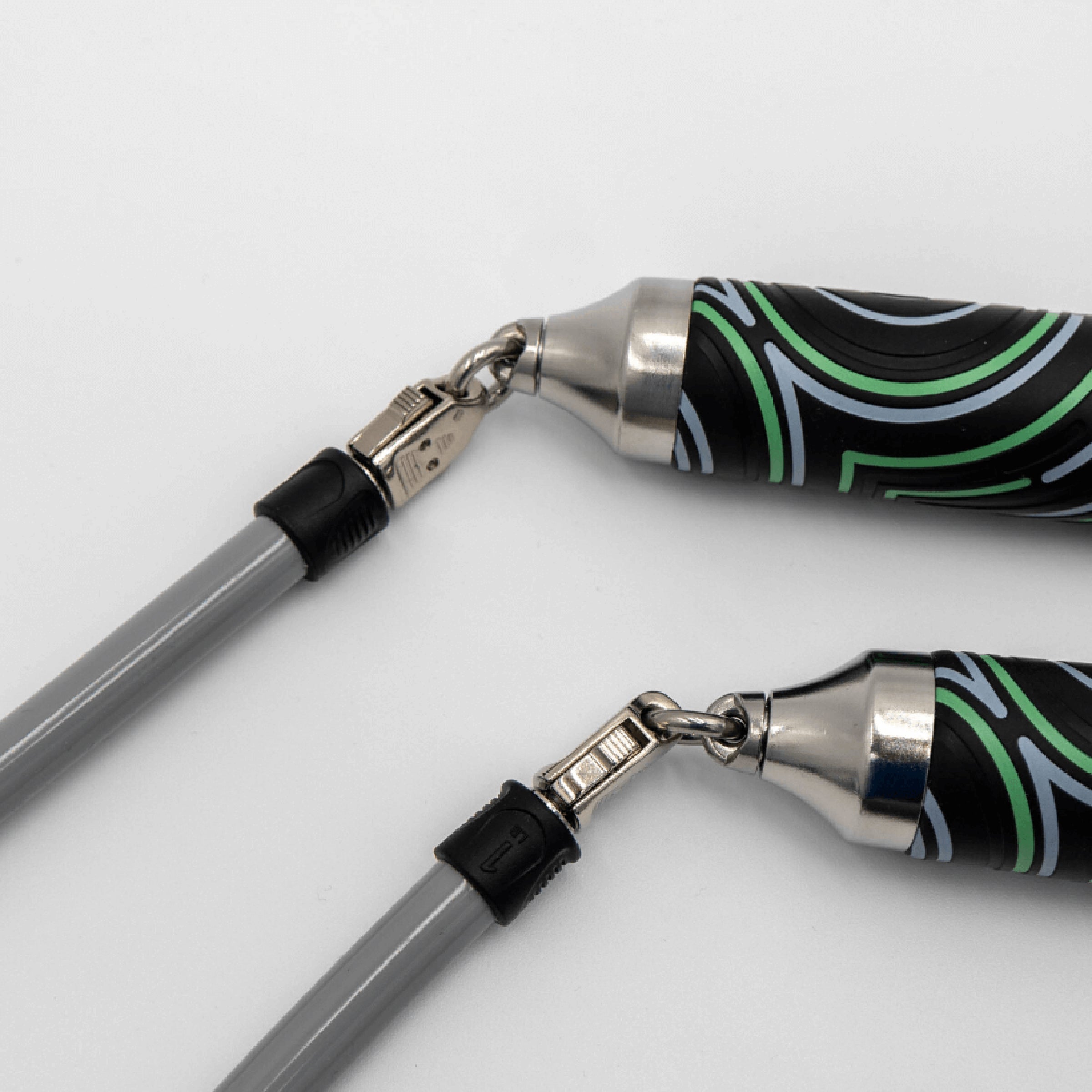 1 LB Ropeless Attachment Close up view of two Crossrope 1 LB Ropeless attachments connected to Power Handles on a light gray background