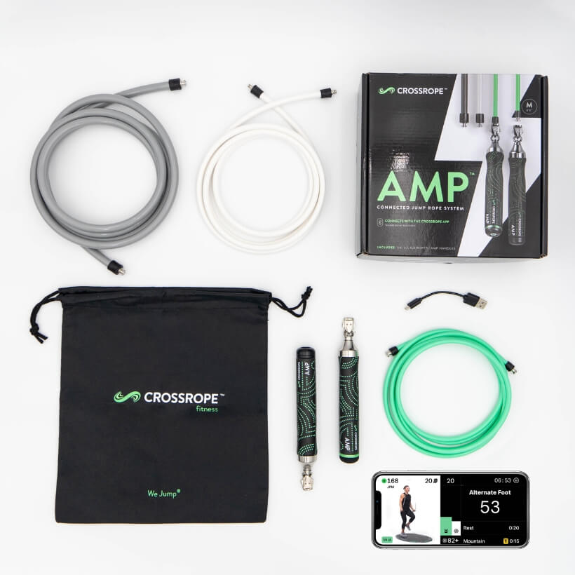 AMP™ Jump Rope Set New Bluetooth connected jump rope set from Crossrope. Crossrope membership required.