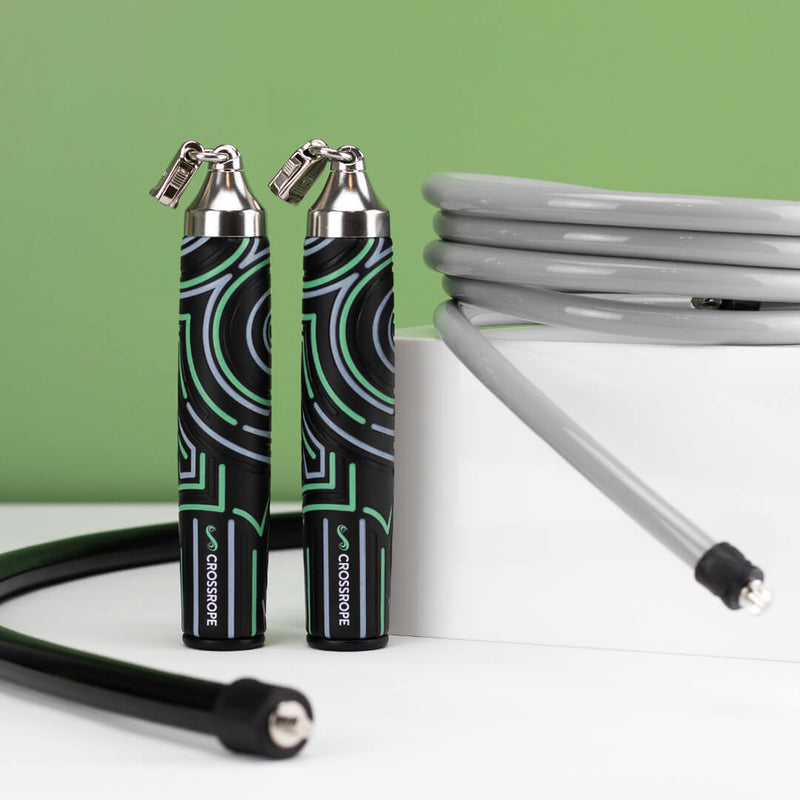 Product photo for the Get Strong Jump Rope Set, including Power Handles and 1 LB and 2 LB jump ropes