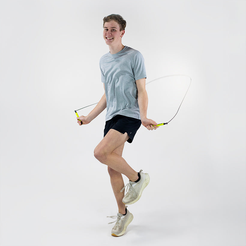 Speed Rope Person jumping rope on a white background