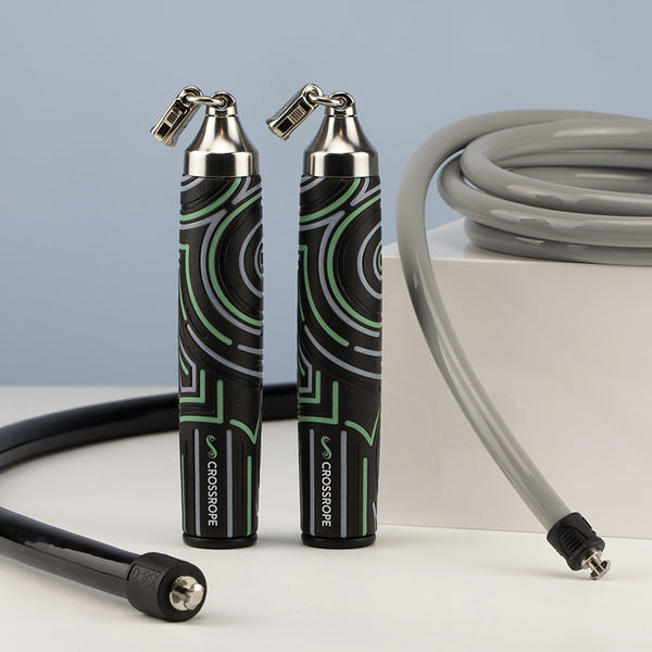 Skipping Ropes For Adults Crossrope Get Lean Set - Weighted Jump Rope Bundle For Women - 1/4 LB And 1/2 LB Ropes - Slim Handles - 8'6 Length - Ideal For User Height 5'5 To 5'9.5 Vs Crossrope