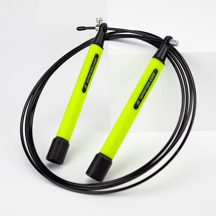 Speed Rope Speed Rope product photo on white and background with jumprope.com on the handles