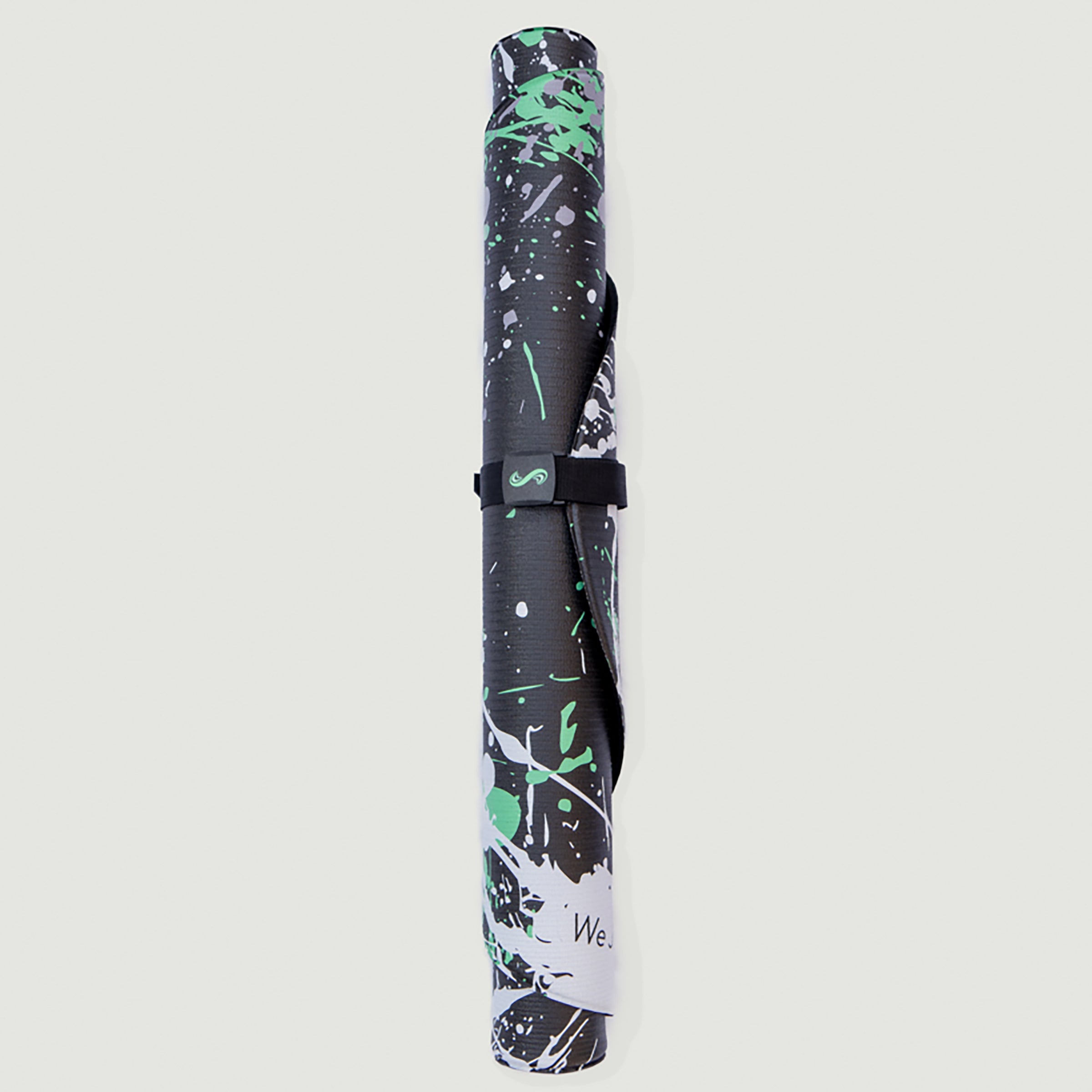 Jump Rope Mat (Splash) Jump Rope mat rolled up with black, green, and white abstract design on a light gray background
