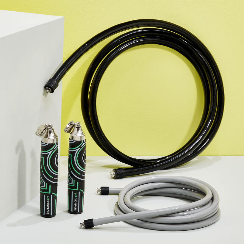 Get Strong Bundle (Espresa) New 2023 Crossrope Get Strong Set with 1 LB and 2 LB jump ropes and new 2023 Slim Handle design.