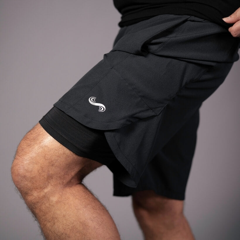 Men’s Compression Split Shorts Men's We Jump Shorts Side View with Pocket